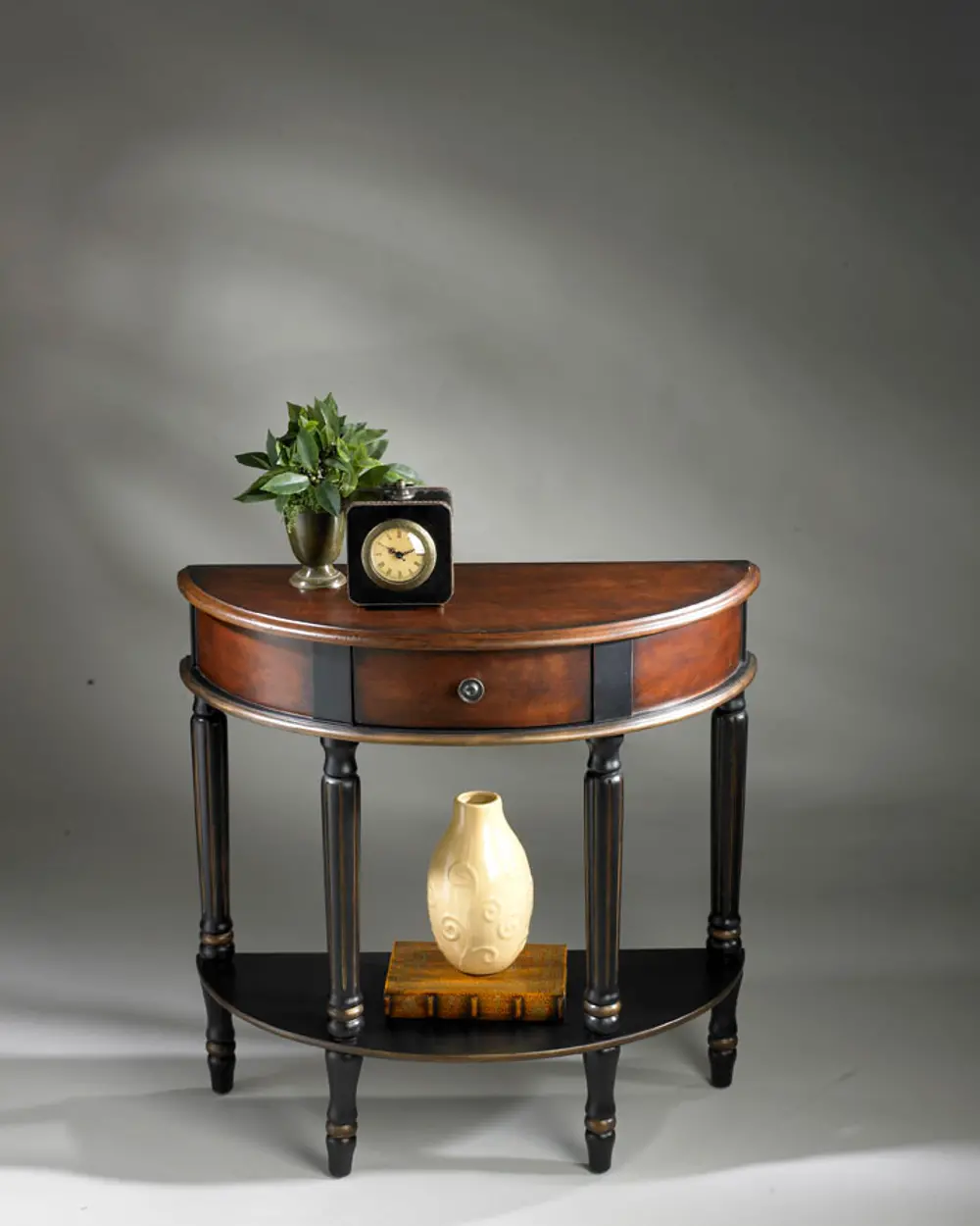 Cherry and Black Demilune Accent Table-1
