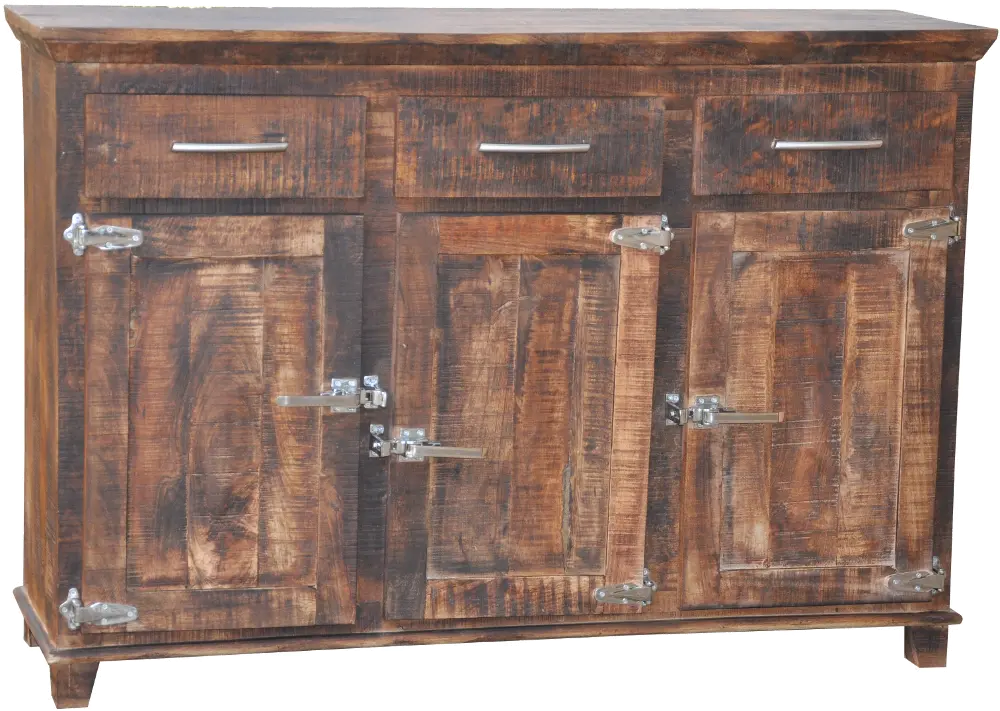Brown Reclaimed Wood 3-Door Sideboard-1