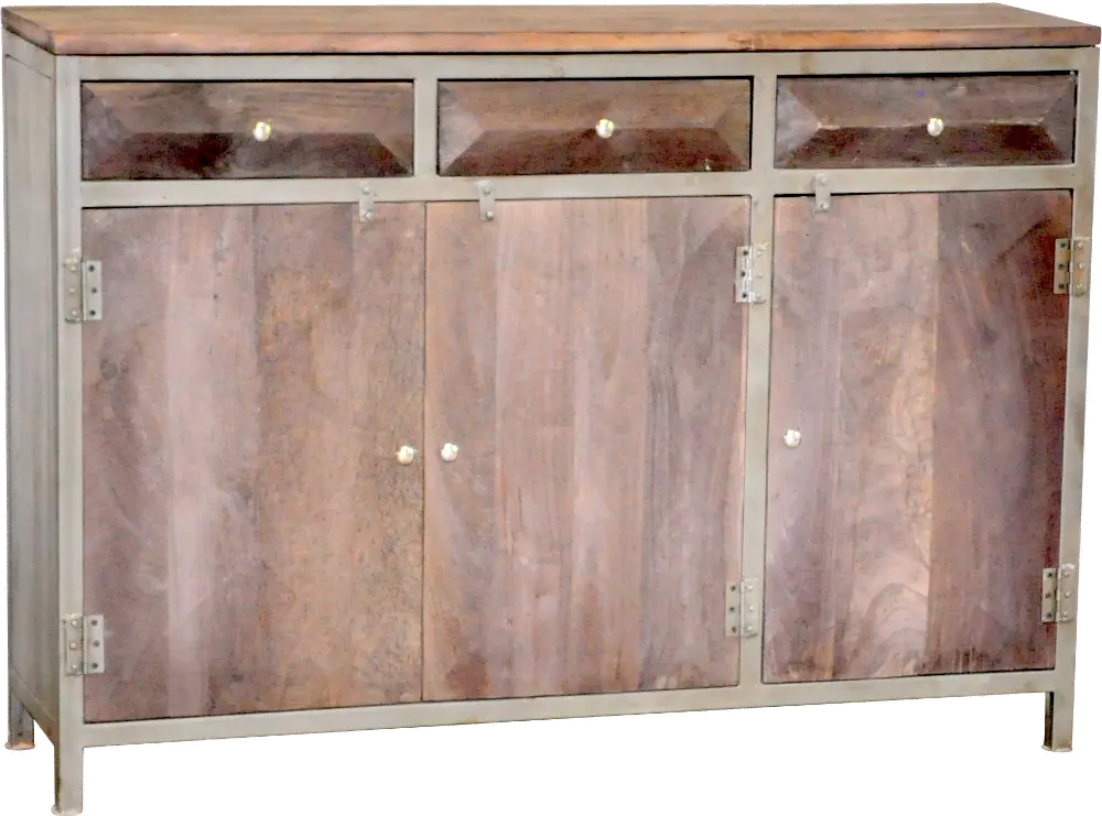 Haveli Brown and Bronze 3-Door Sideboard-1