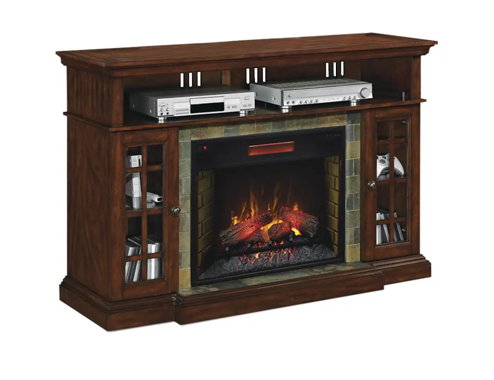 Cherry Brown Electric Fireplace TV Stand-1