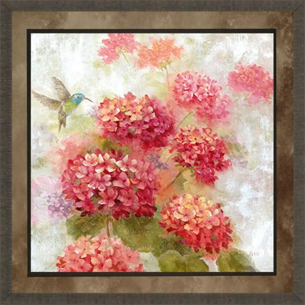 Hummingbird and Floral Garden I Framed Wall Art-1