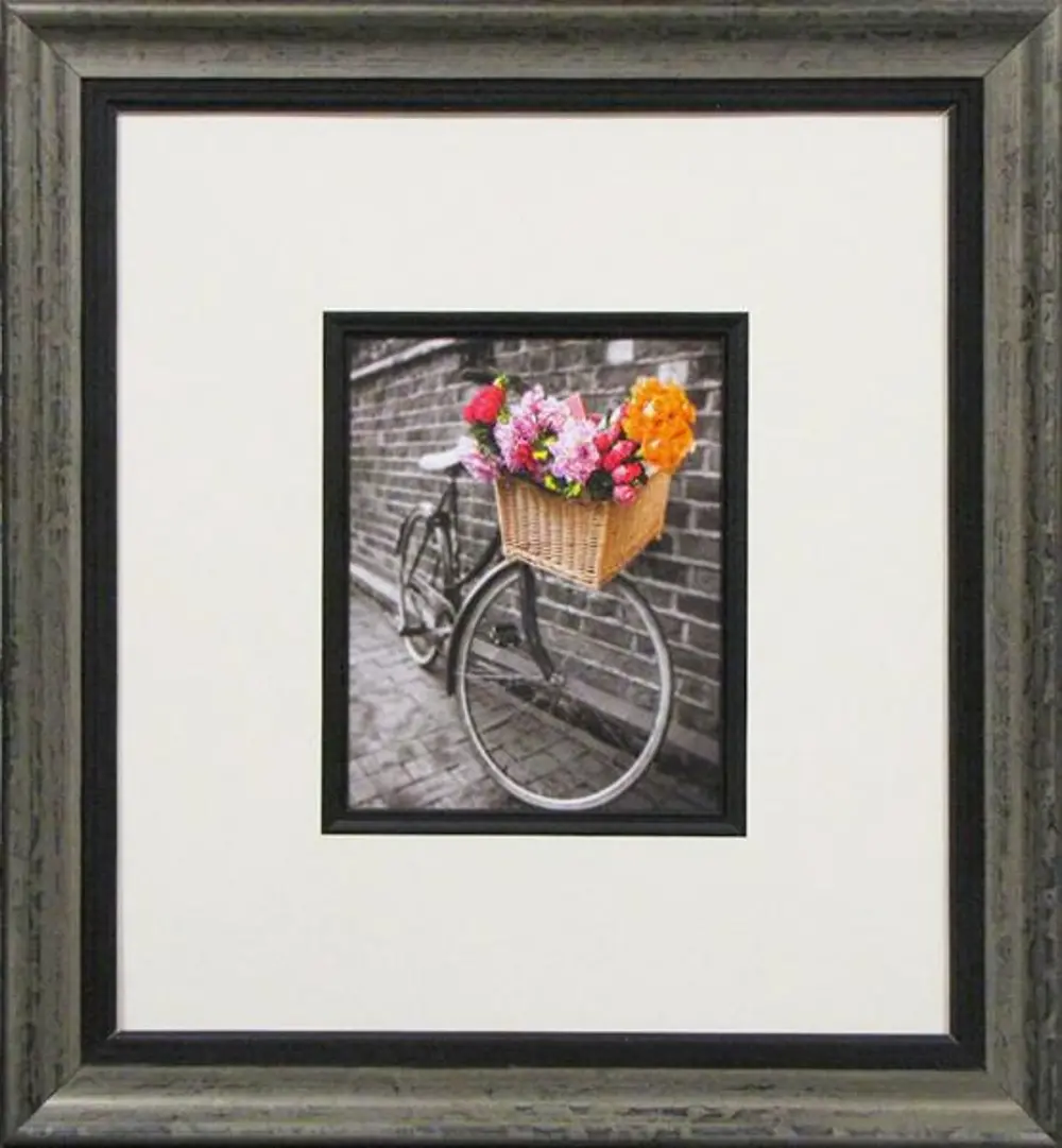 Bicycle with Basket of Flowers II Framed Wall Art-1