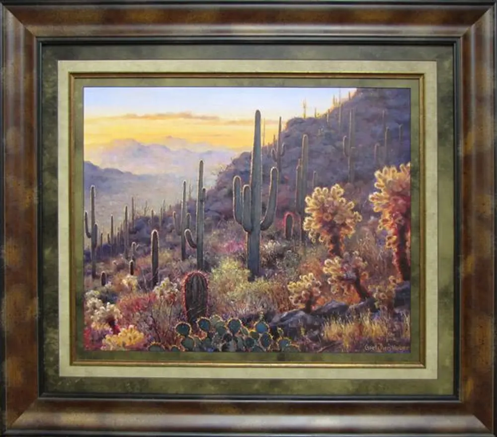 Sonoran Sunset with Cacti Framed Wall Art-1