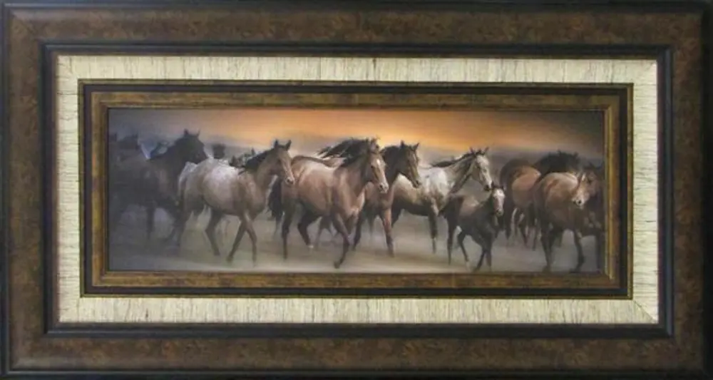 Oncoming Storm Running Horses Framed Wall Art-1