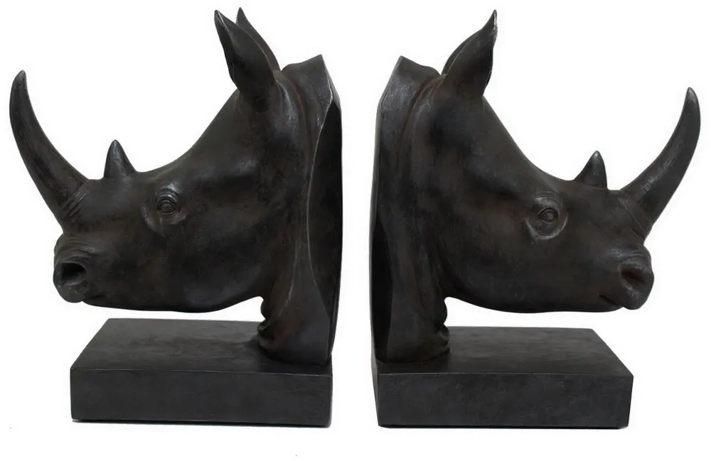 Resin Rhino Bookend Pair-1