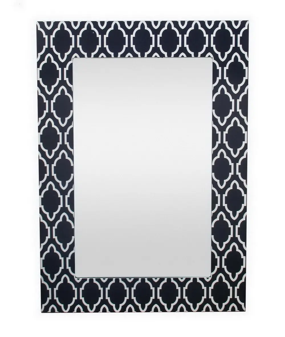 Blue and White Wood Framed Mirror-1