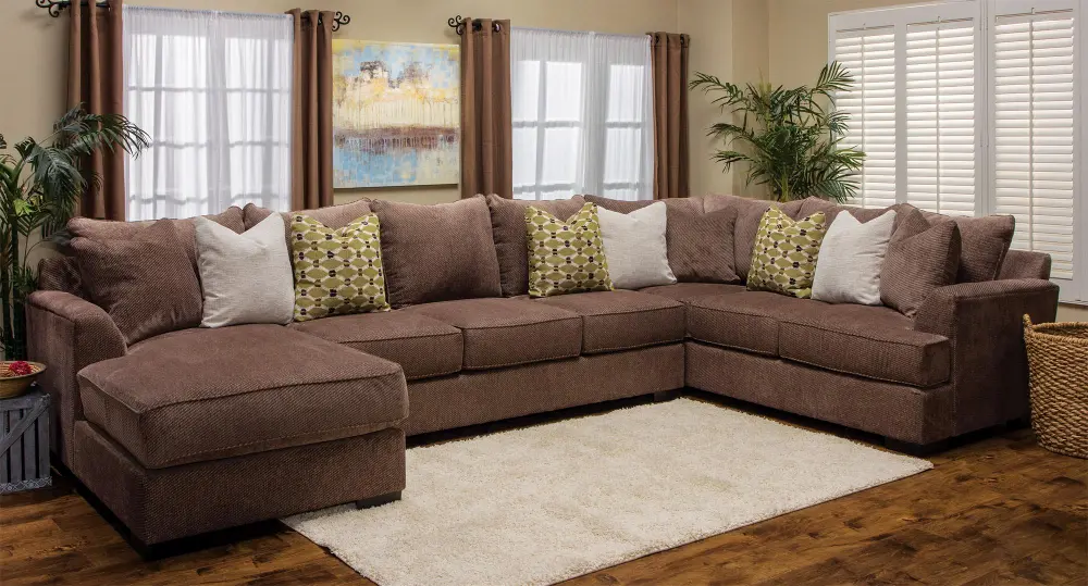 Fortune Brown Upholstered 3 Piece Sectional-1