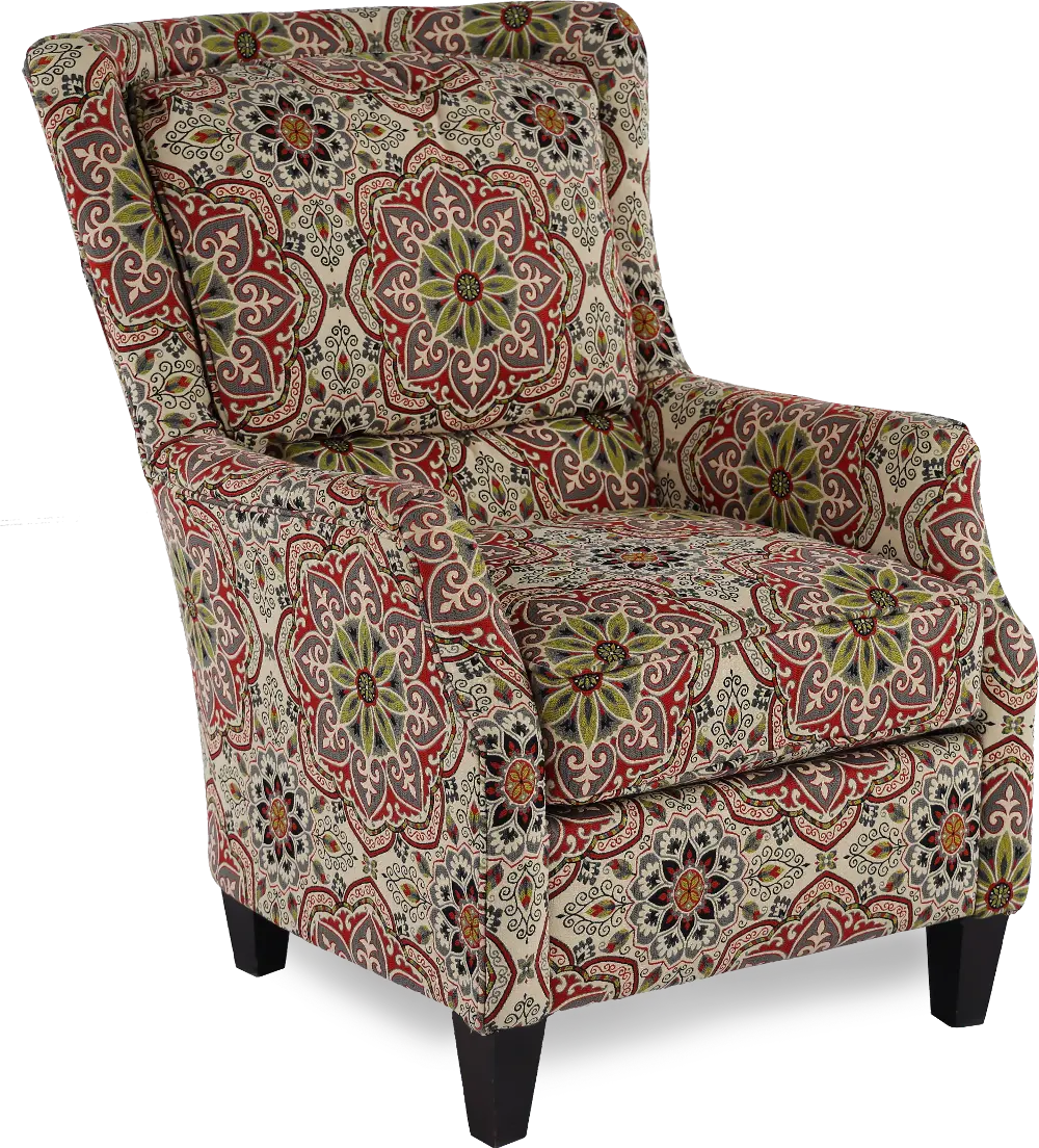 Loren Red and Green Wing Chair-1