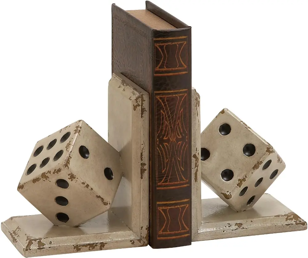 Wood Dice Bookend Pair-1
