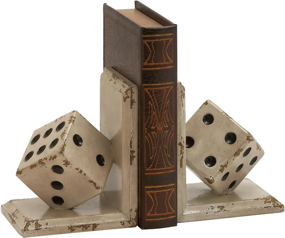 Wood Dice Bookend Pair-1