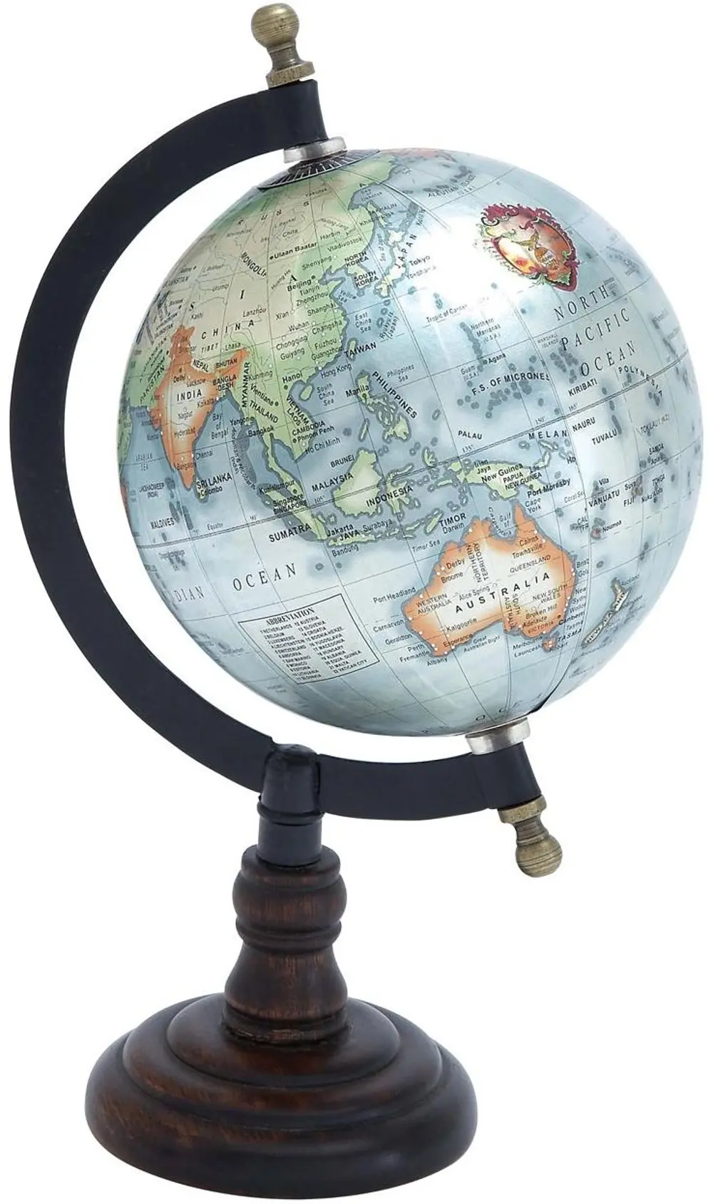 10 Inch Metal and Wood Table Top World Globe-1