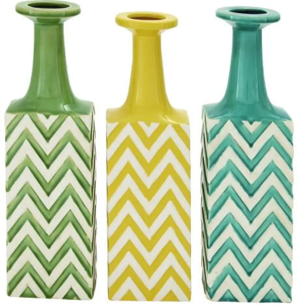 Assorted Ceramic 17 Inch Vase with Chevron Pattern-1