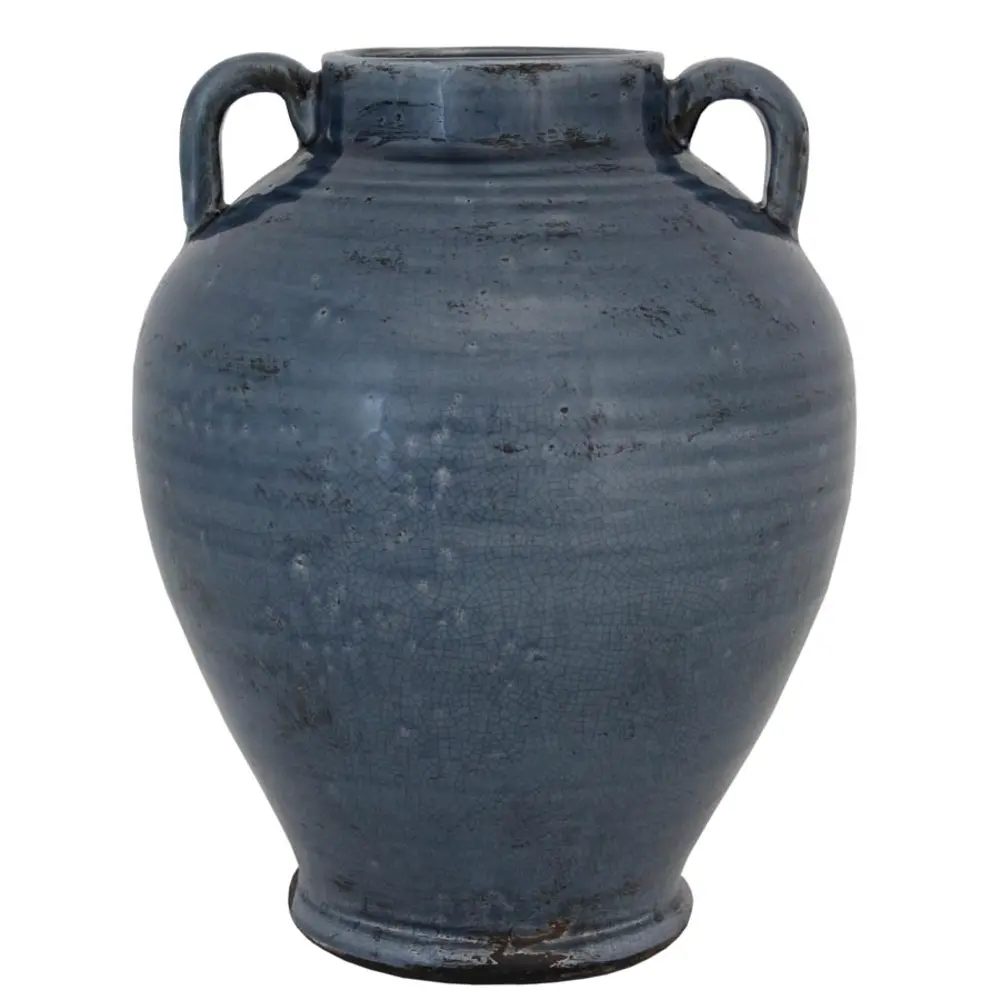 14 Inch Ceramic Sea Grove Urn With Handles-1