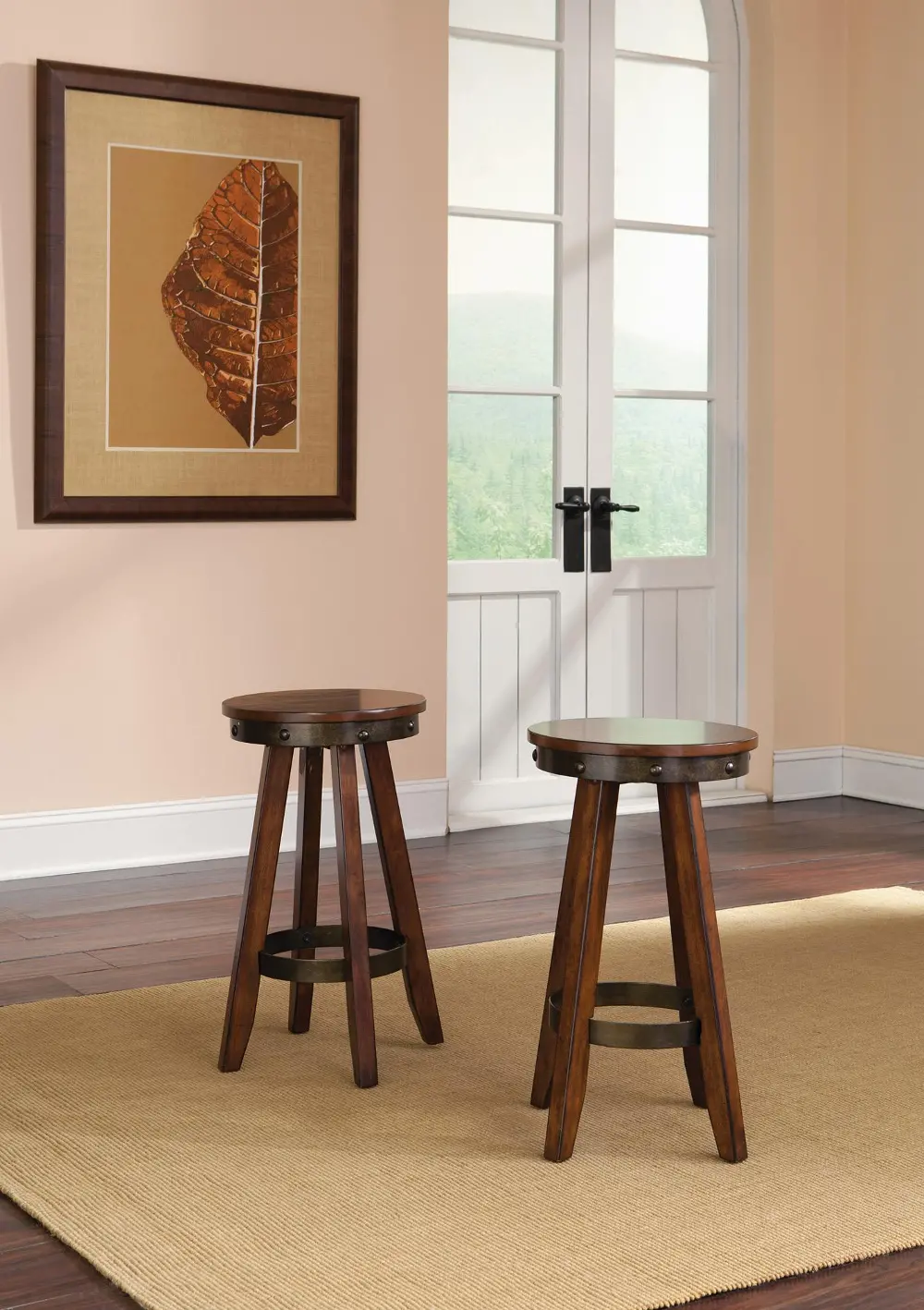Cherry 24 Inch Counter Stool (Set of 2) - Carson Forge -1