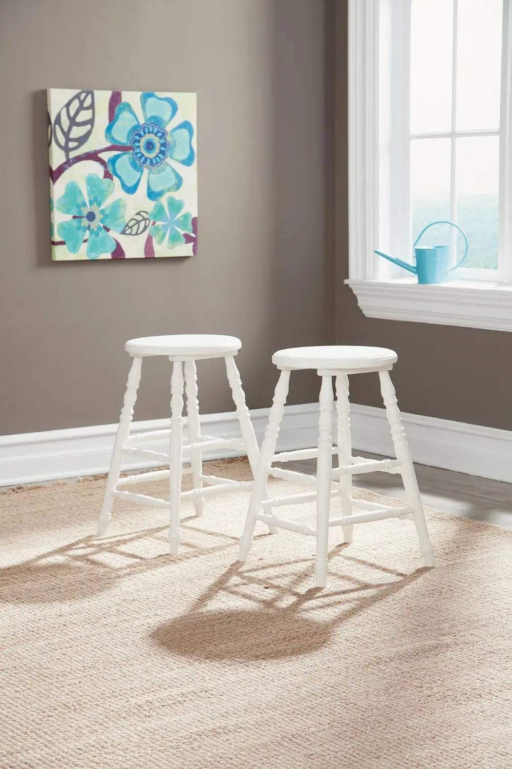White 24 Inch Counter Stool (Set of 2) - Cottage Road -1