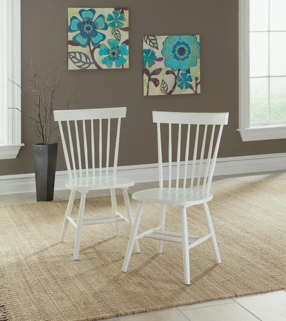 Set of 2 White Spindle Back Chairs - Cottage Road -1