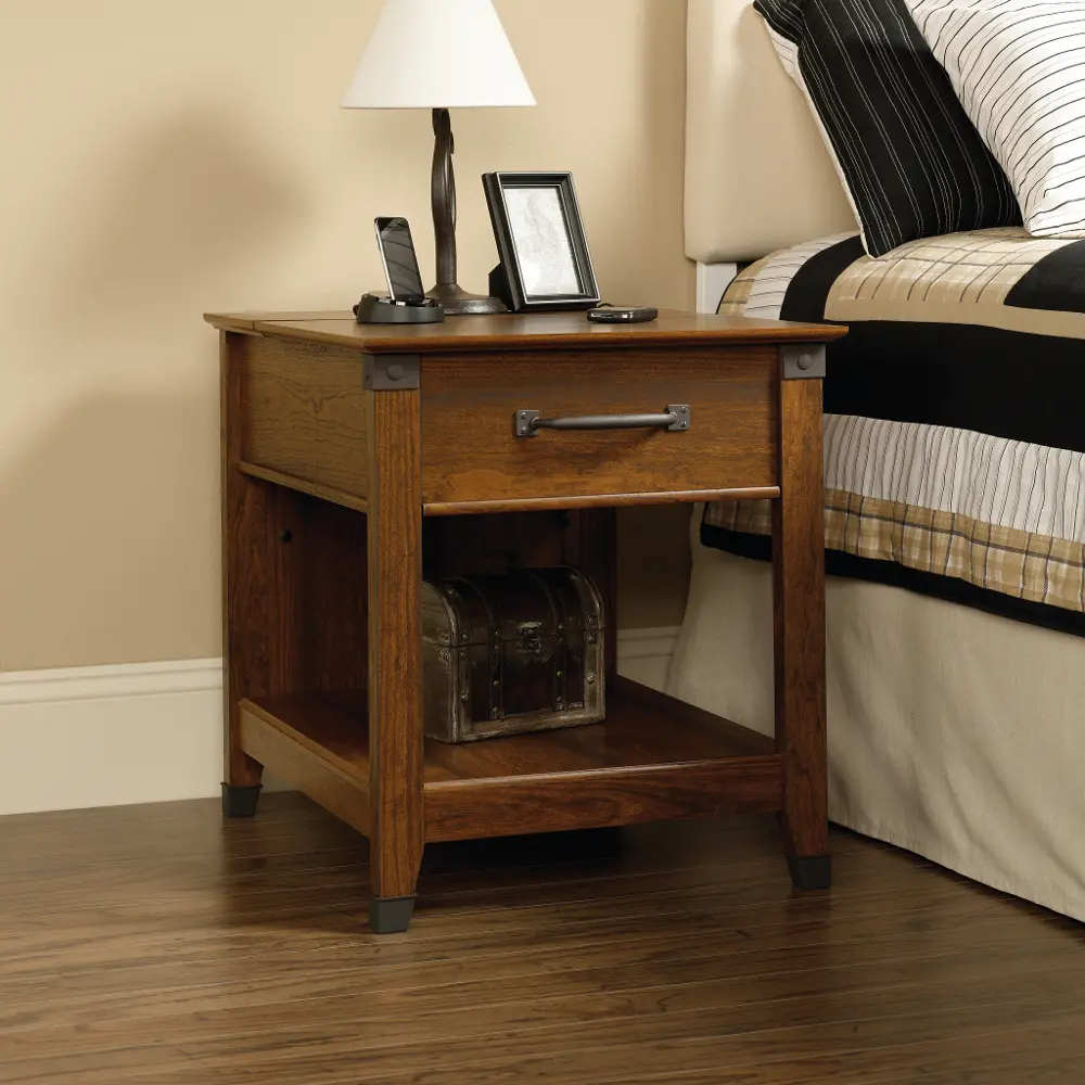 Cherry 1-Drawer Nightstand - Carson Forge -1