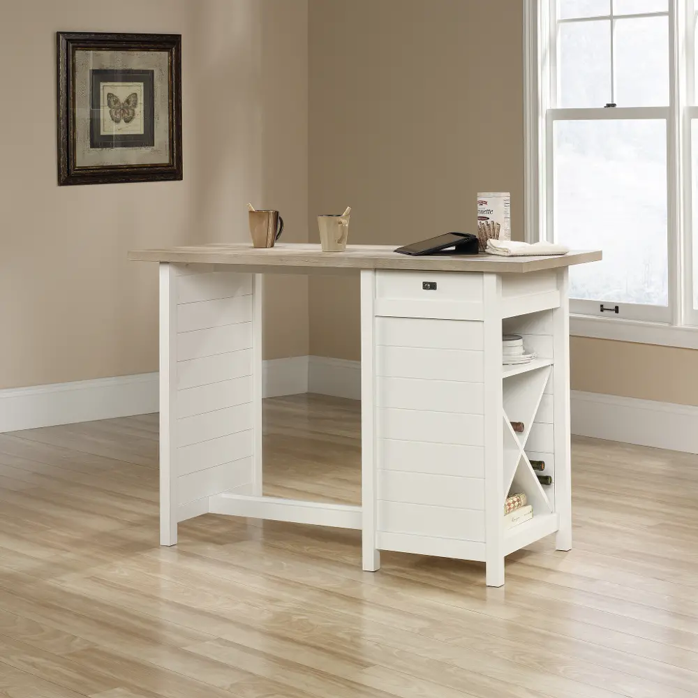 Soft White Counter Height Work Table - Cottage Road-1