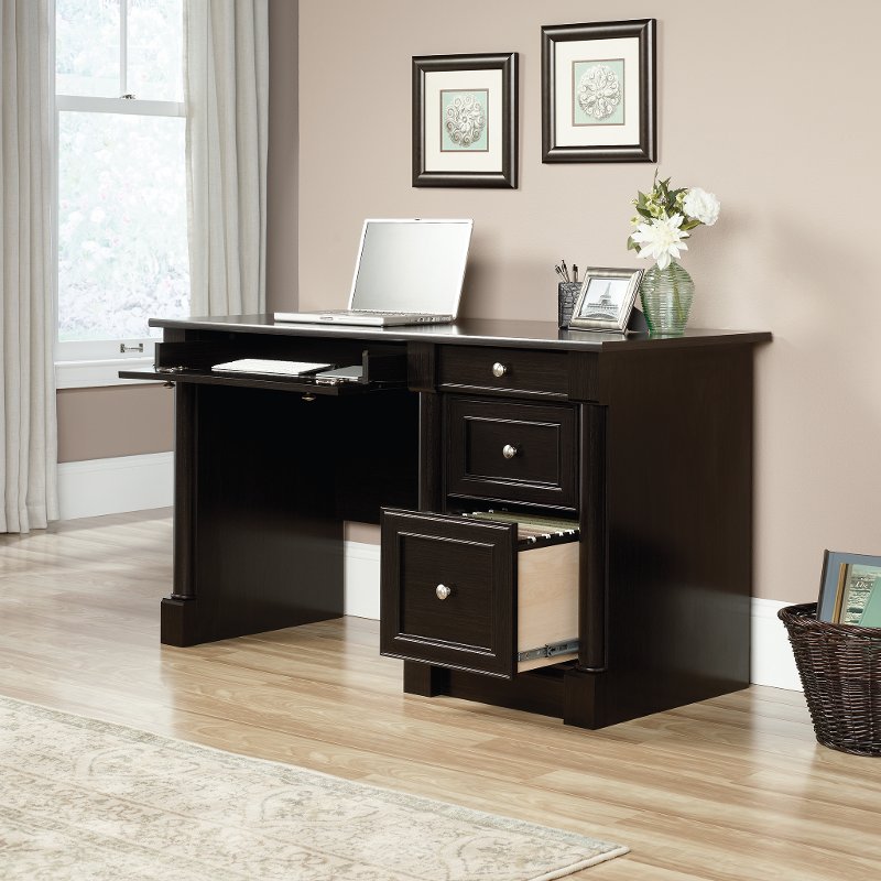 Black Oak Computer Desk Padillia Rc Willey Furniture