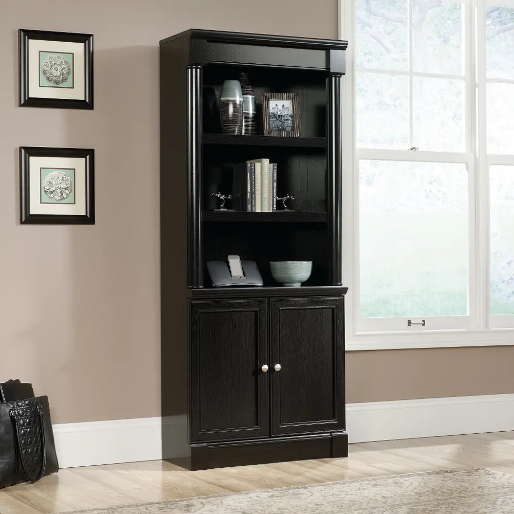 Black Oak Library with Doors - Padillia-1