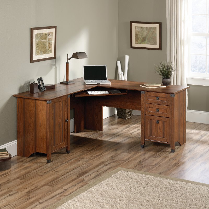 Cherry Corner Computer Desk Carson Forge Rc Willey Furniture