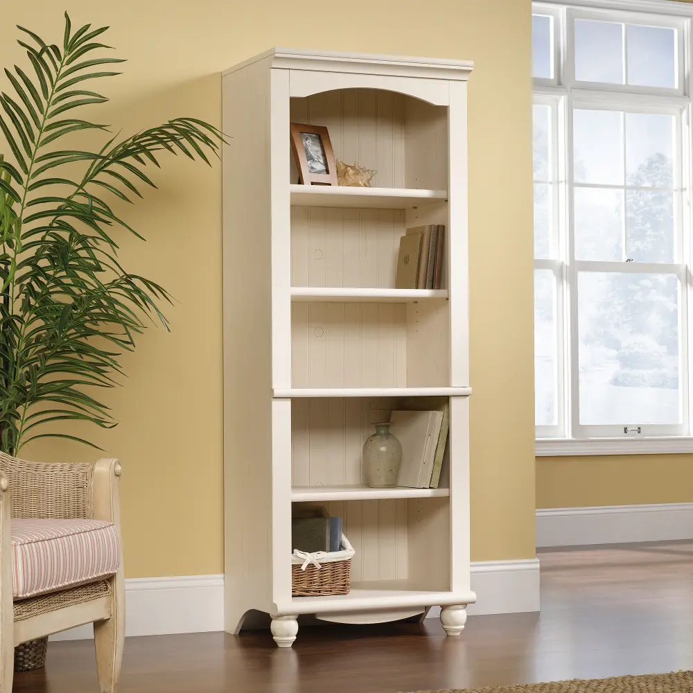 Antiqued White Library Bookcase - Harbor View -1
