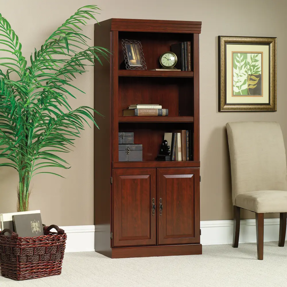 Classic Cherry Library Bookcase with Doors - Heritage Hill -1