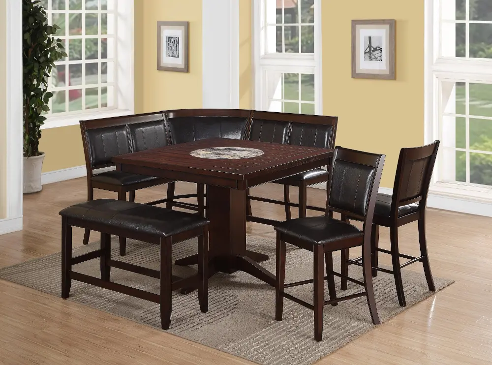7 Piece Counter Height Dining Set - Transitional Harrison Brown -1