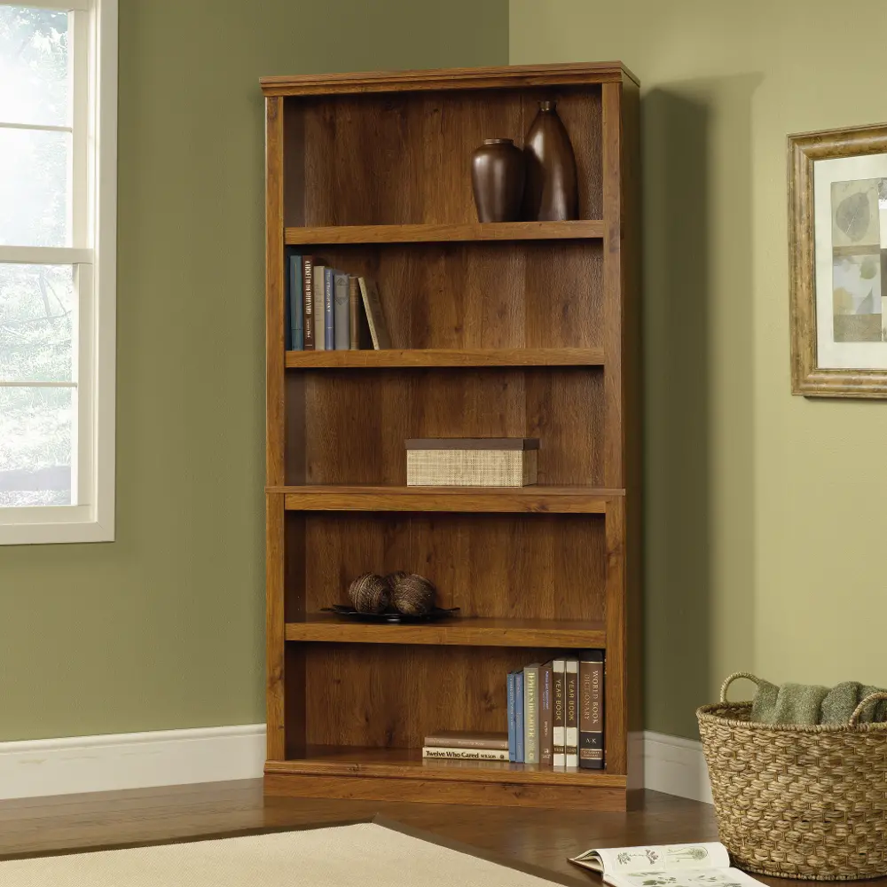 Abbey Oak 5-Shelf Bookcase- Storage-1