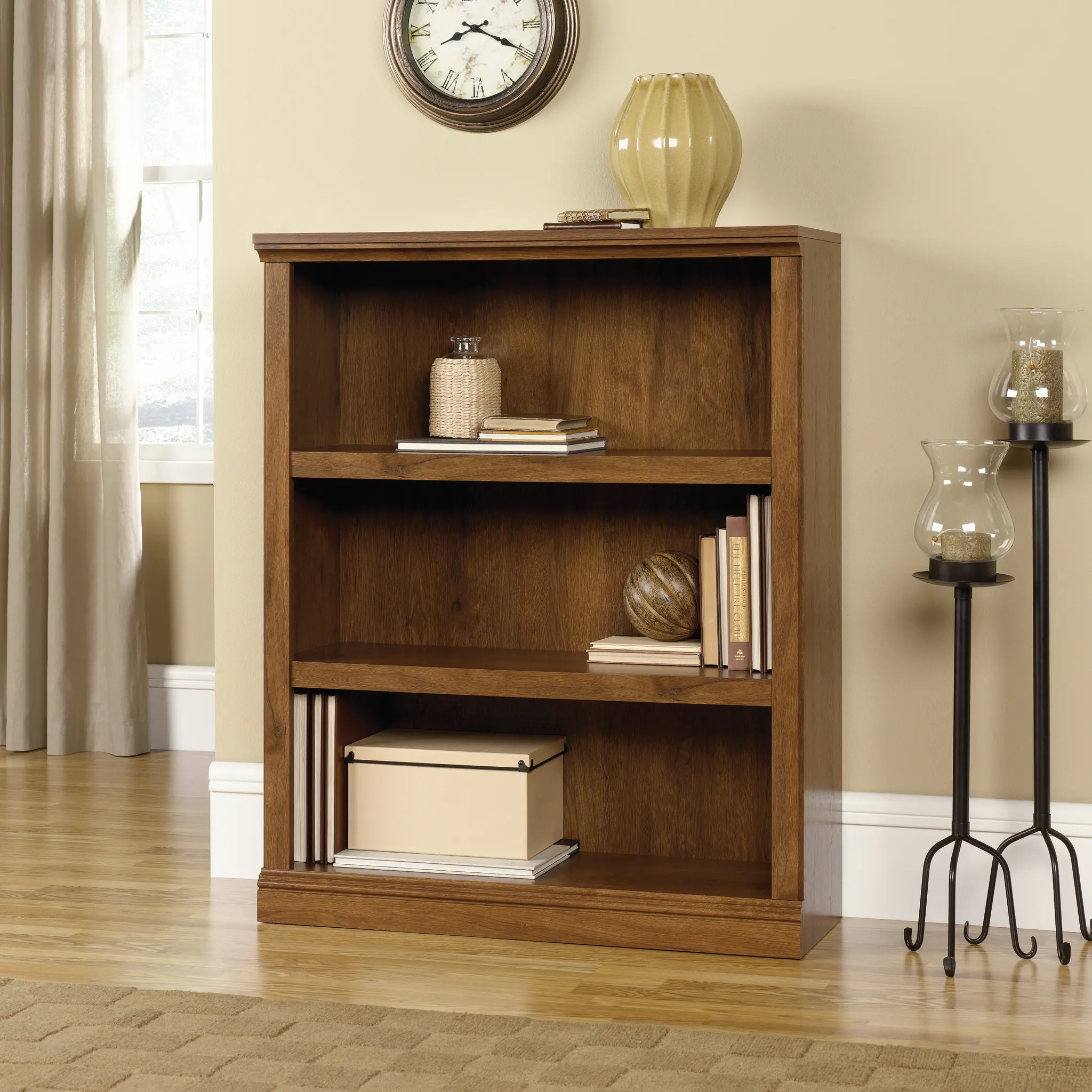 Oiled Oak 3-Shelf Bookcase - Storage