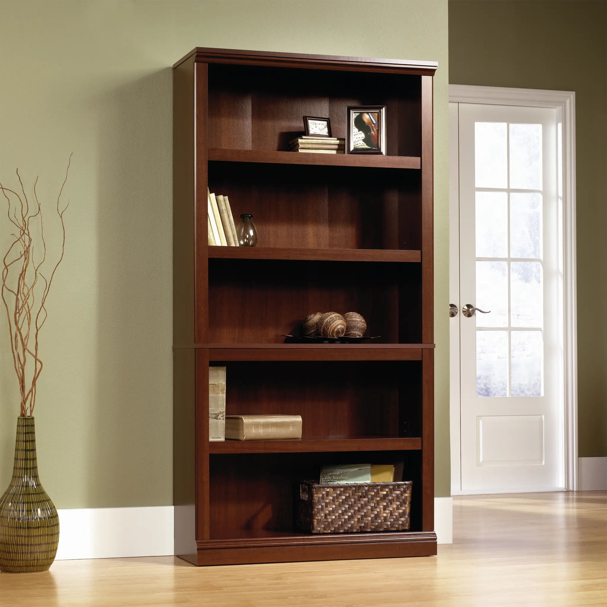 Cherry 5-Shelf Bookcase - Storage