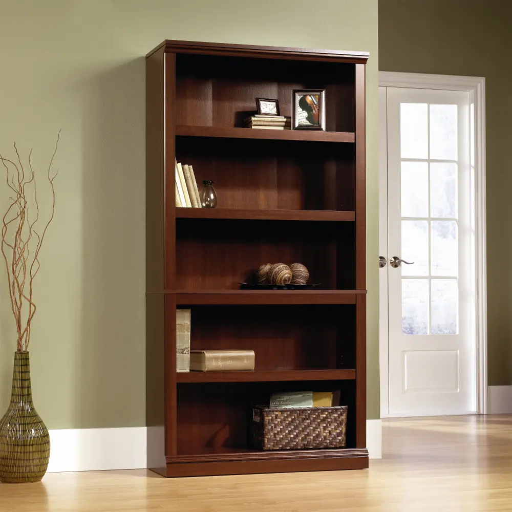 Cherry 5-Shelf Bookcase - Storage-1