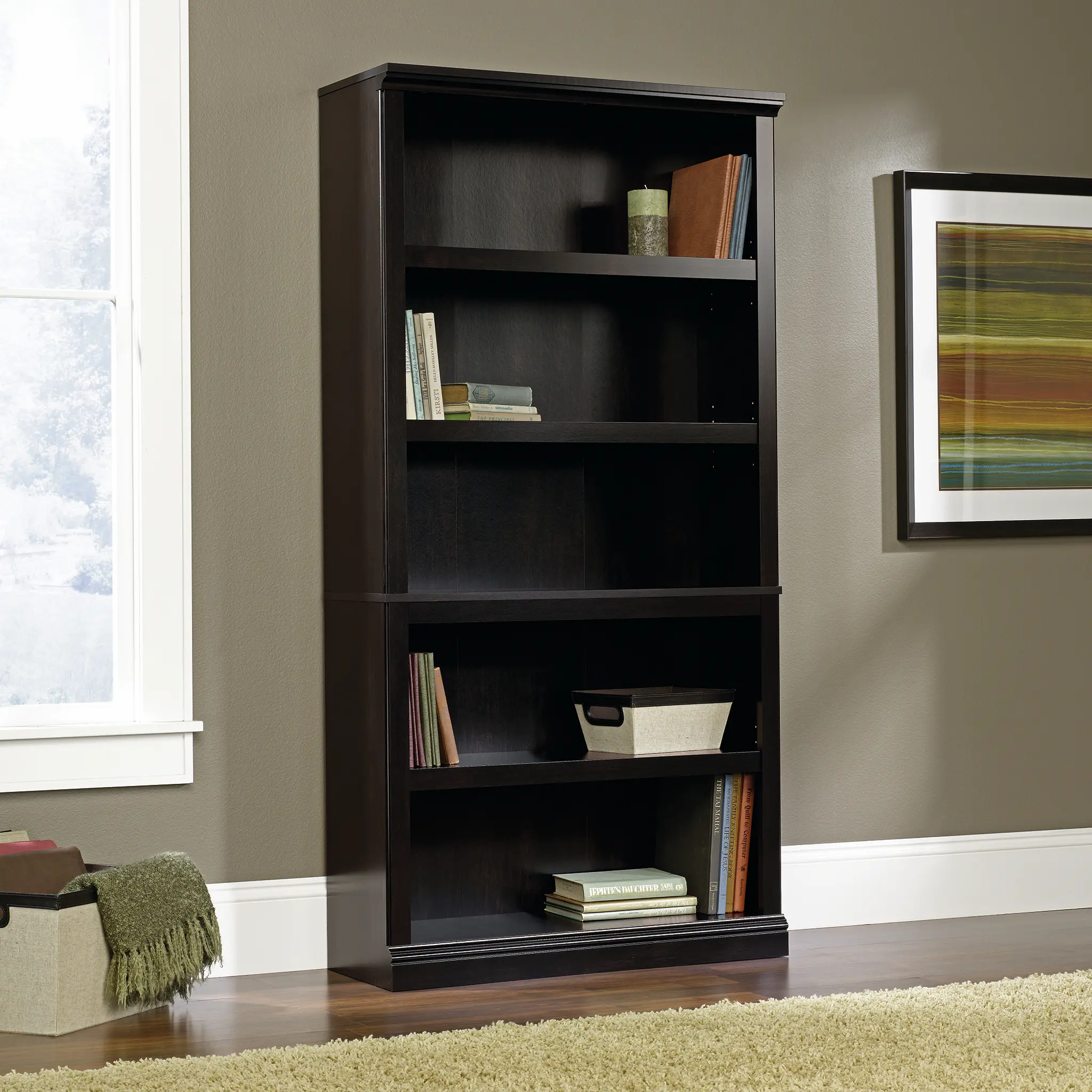 Black 5-Shelf Bookcase - Storage