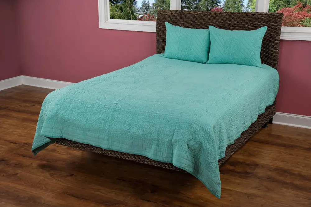 Aqua Twin Quilt - Moroccan Fling Bedding Collection-1