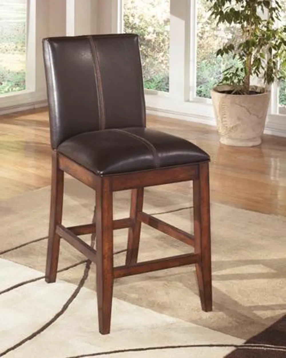 Dark Brown Upholstered Counter Stool (Set of 2) - Larchmont -1