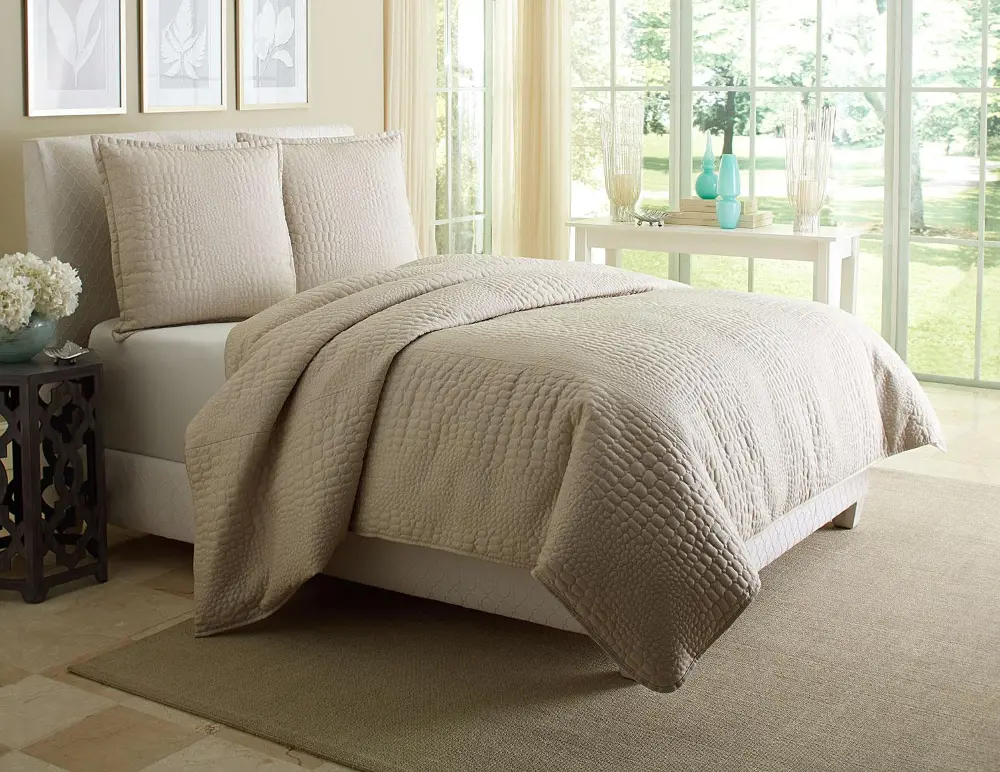 Taupe Dash King 3 Piece Bedding Collection-1