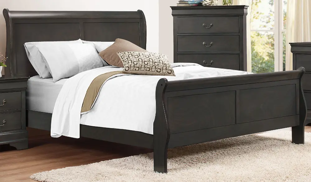 Mayville Slate Gray King Sleigh Bed-1