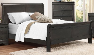 Slate Gray Classic Queen Sleigh Bed, White Queen Sleigh Bed Set
