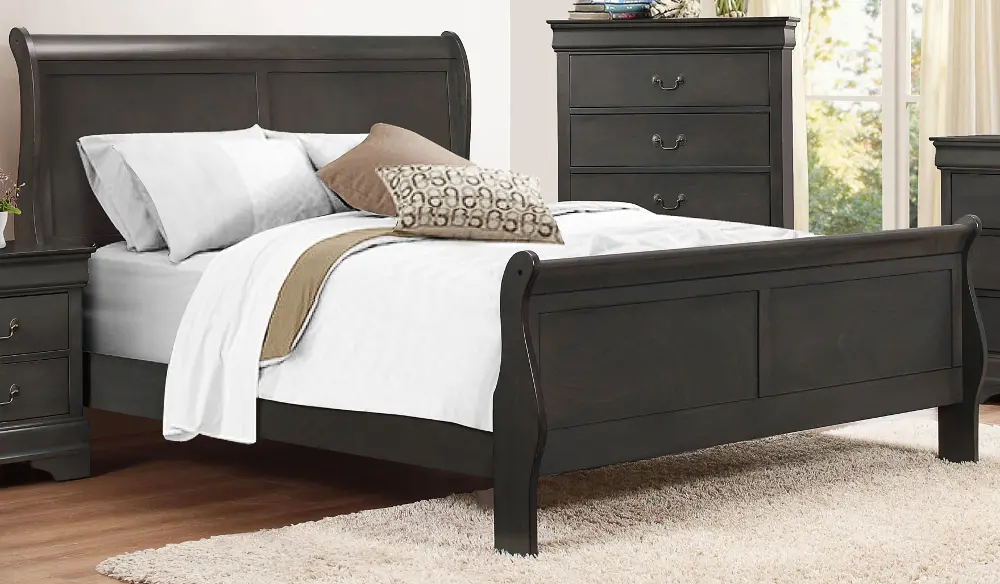 Mayville Slate Gray Twin Sleigh Bed-1