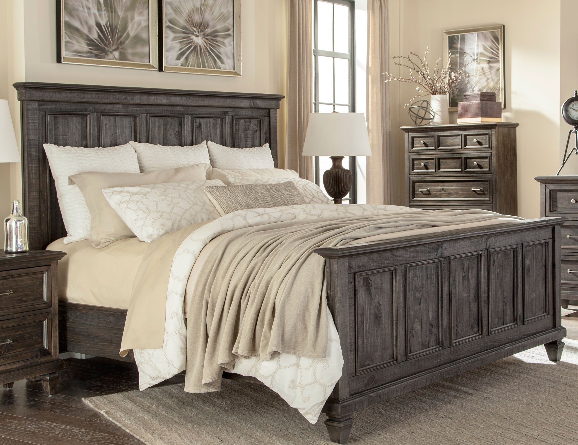 Charcoal Gray 6 Piece Cal-King Bedroom Set - Calistoga ...