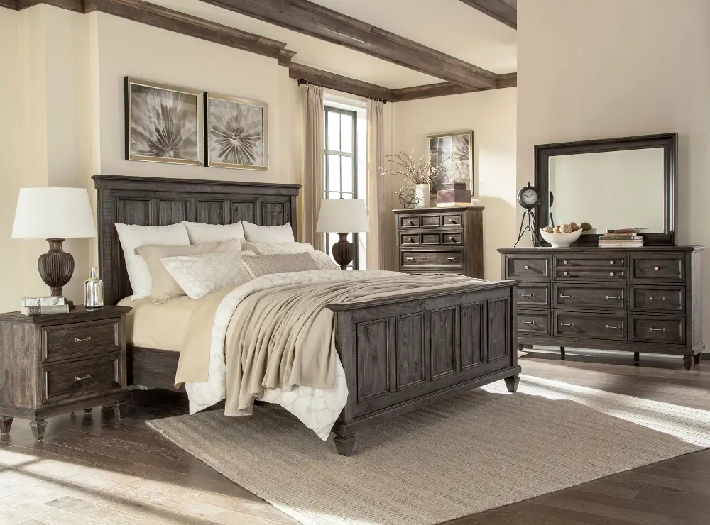 Charcoal Gray 3 Piece Queen Bedroom Set - Calistoga-1