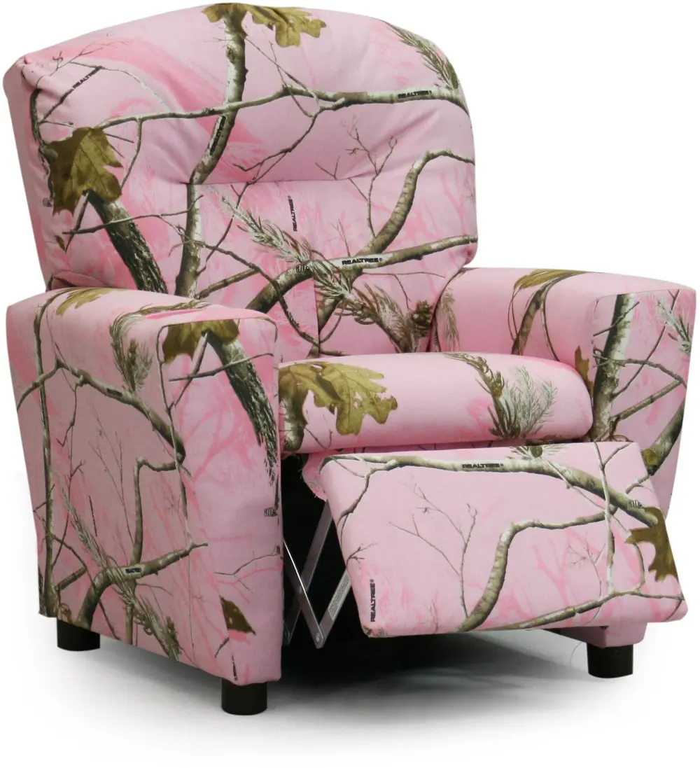 Pink Camouflage Upholstered Kids Recliner - Real Tree -1