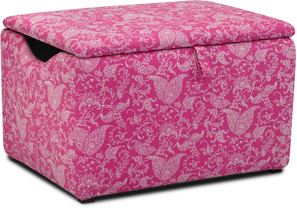 Candy Pink Storage Box - Small Paisley-1