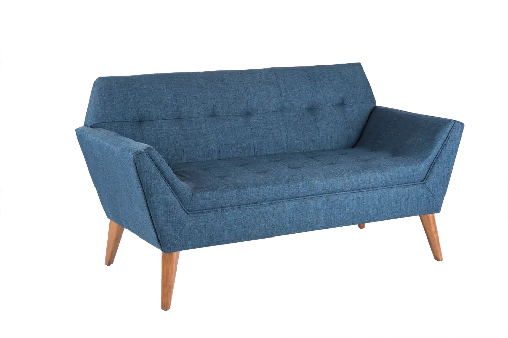 NEW-901/IIF18-0016 Ink+Ivy Newport Blue Upholstered Mid Century Loveseat-1