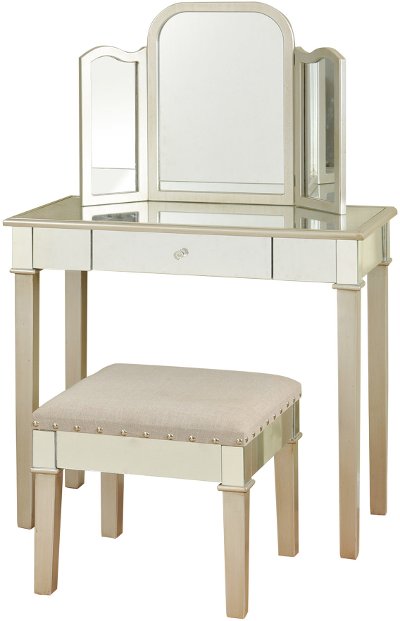 Silver Leaf Mirror Vanity Set | RC Willey Furniture Store Silver Leaf Mirror Vanity Set