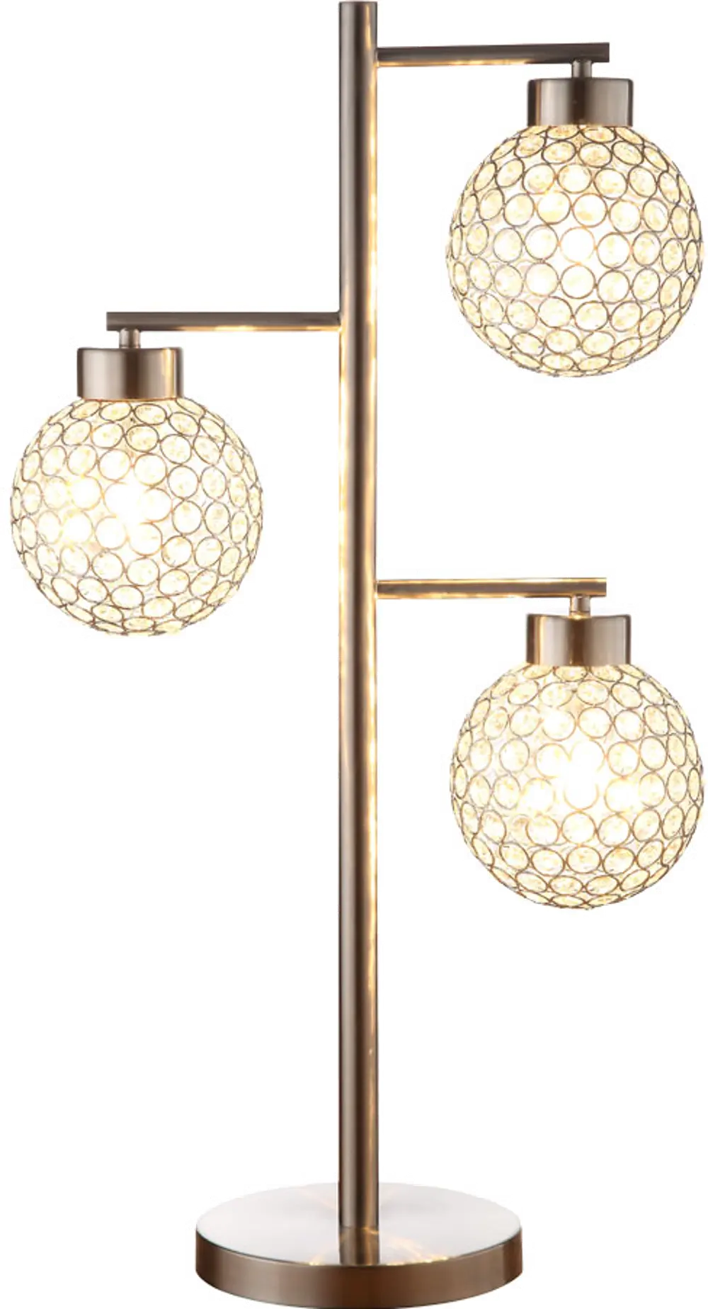 M1832/CRYSTALBALL 30 Inch Metal-Sand Chrome Table Lamp With Crystal Shades-1
