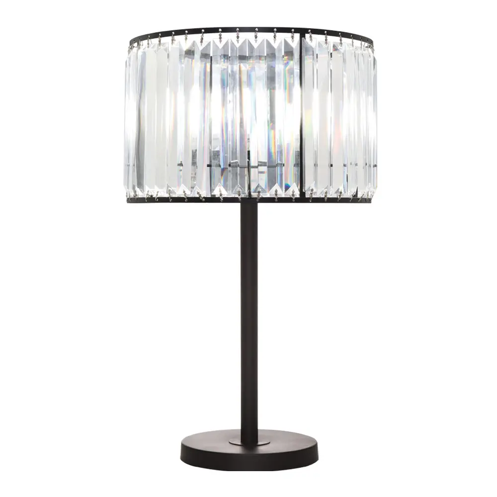 C7097/CRYSTALSHADE Matte Black Metal Table Lamp with Crystal Shade-1