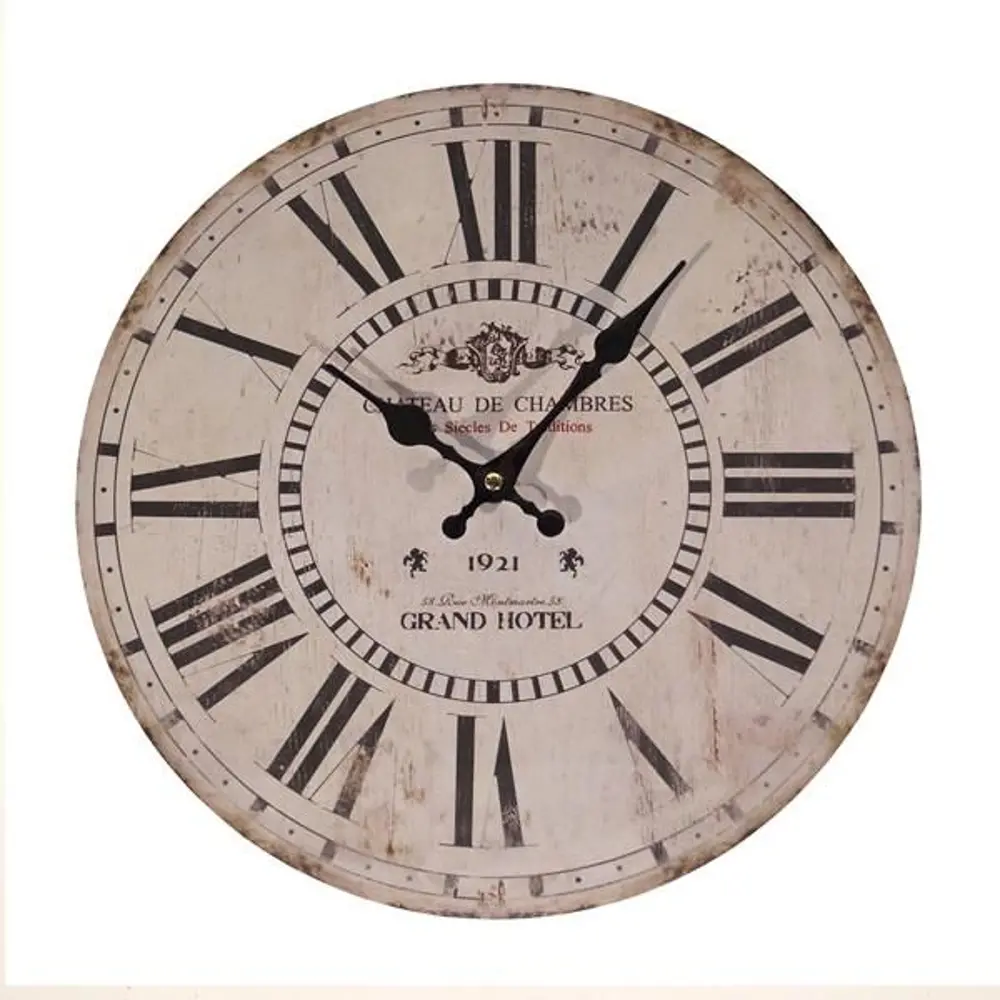 13 Inch Distressed White Wall Clock-1