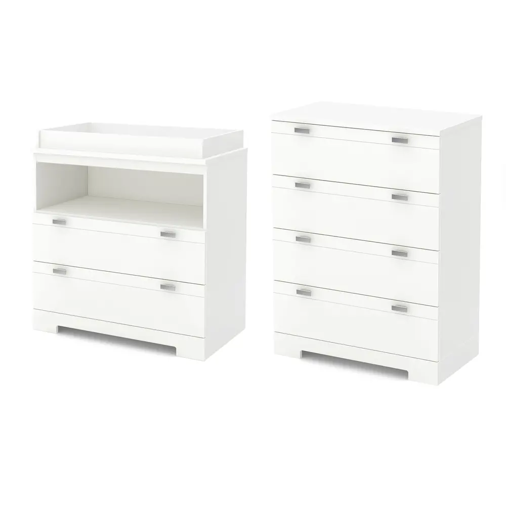 3840A2 White Changing Table and 4-Drawer Chest  - Reevo -1
