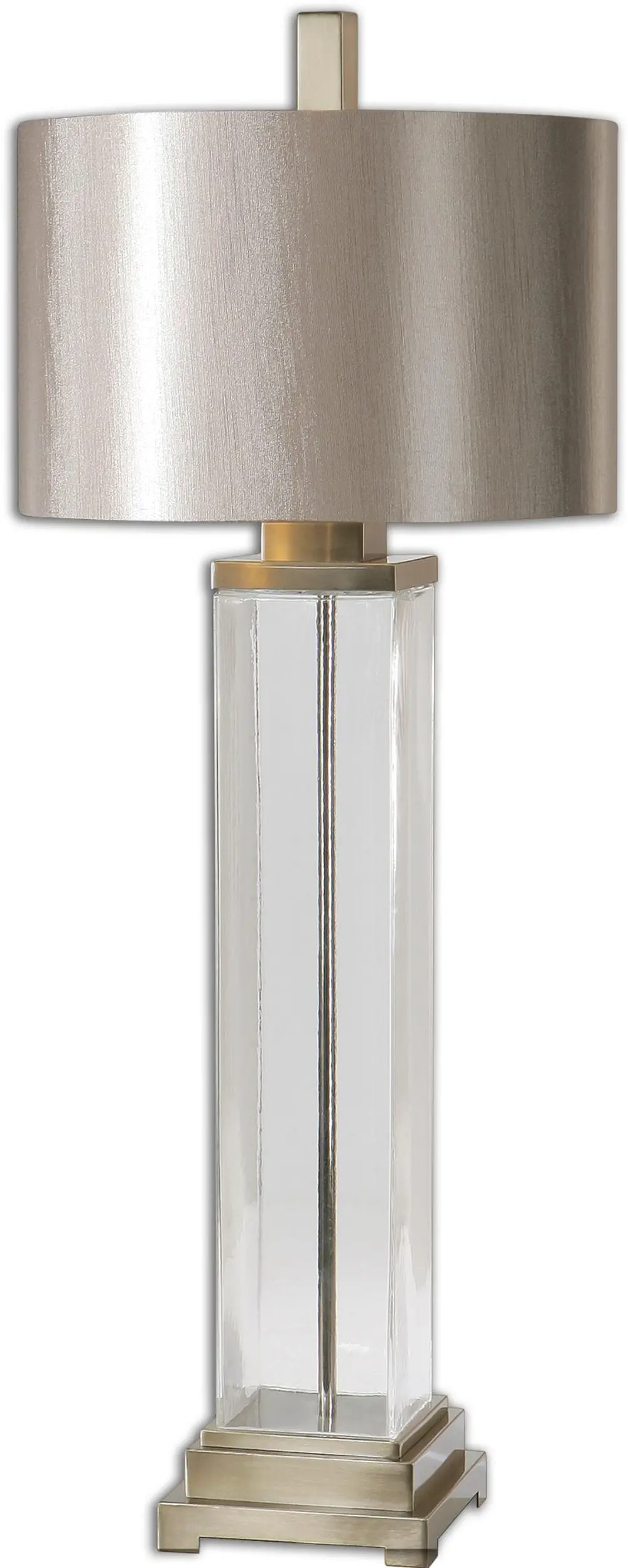 Clear Glass Table Lamp with Brushed Nickel Accents-1